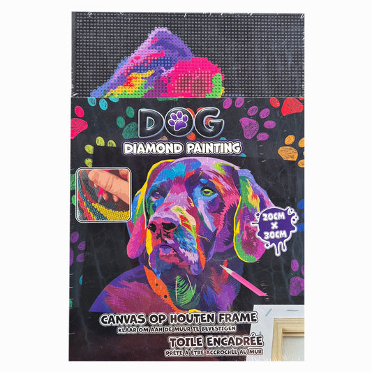 Diamond Painting: Canvas Hond - 20x30 - Ronde steentjes