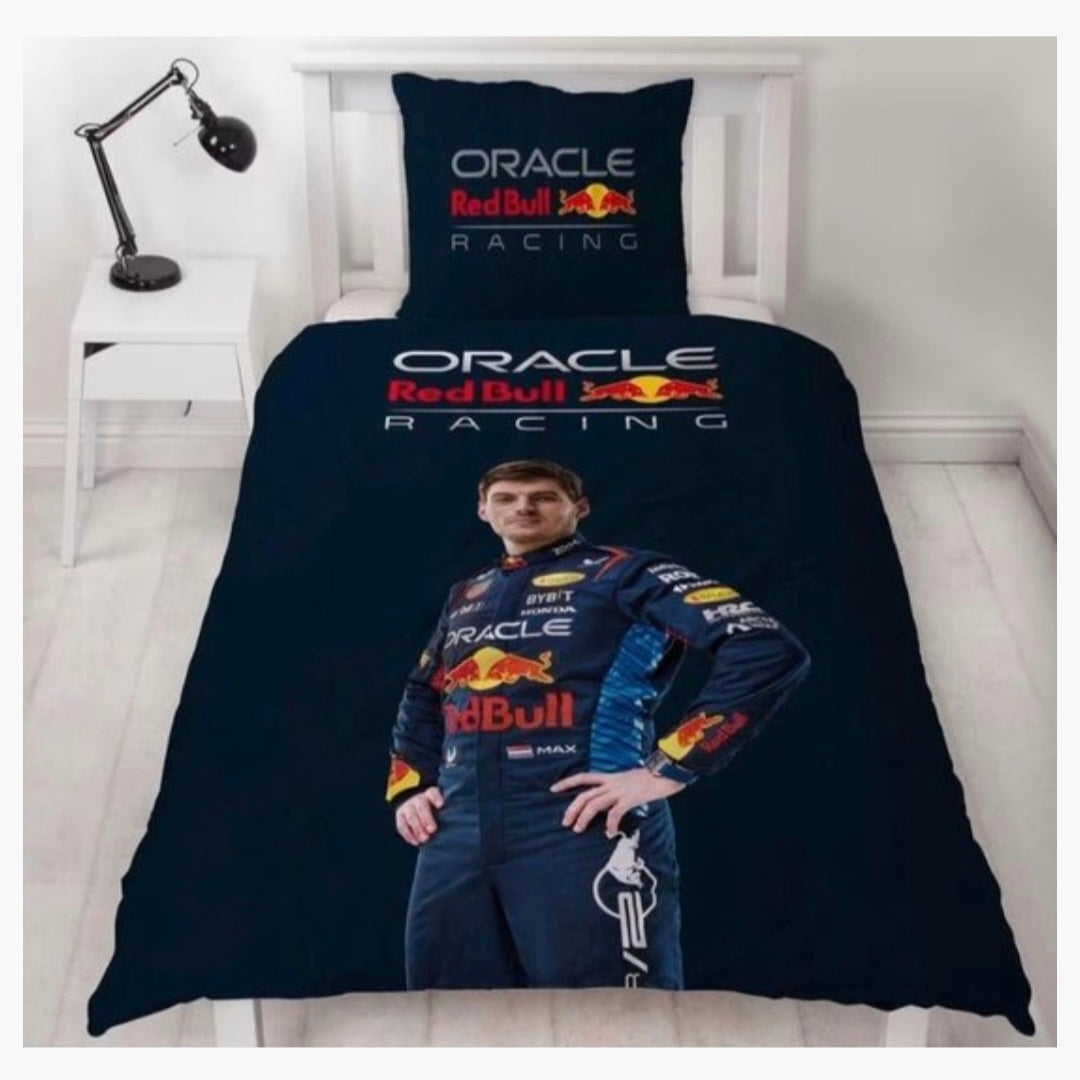 Max Verstappen - Dekbedovertrek - Oracle Red Bull racing - 1 persoons (dubbelzijdig)