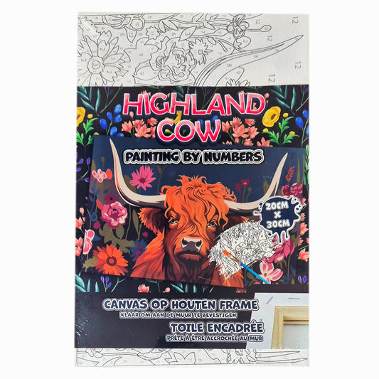 Canvas Schilder op nummer: Highland Cow - 20x30