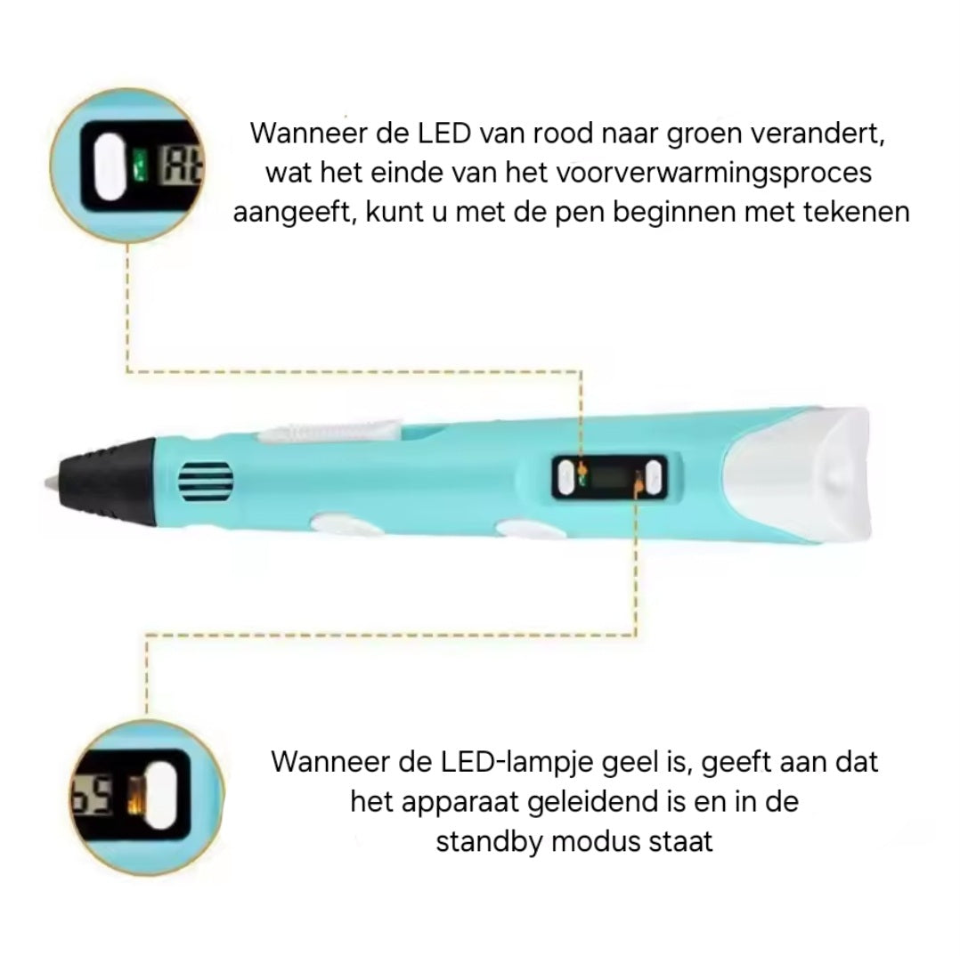 3D Pen Starterspakket - Inclusief 50M Filament div.kleuren