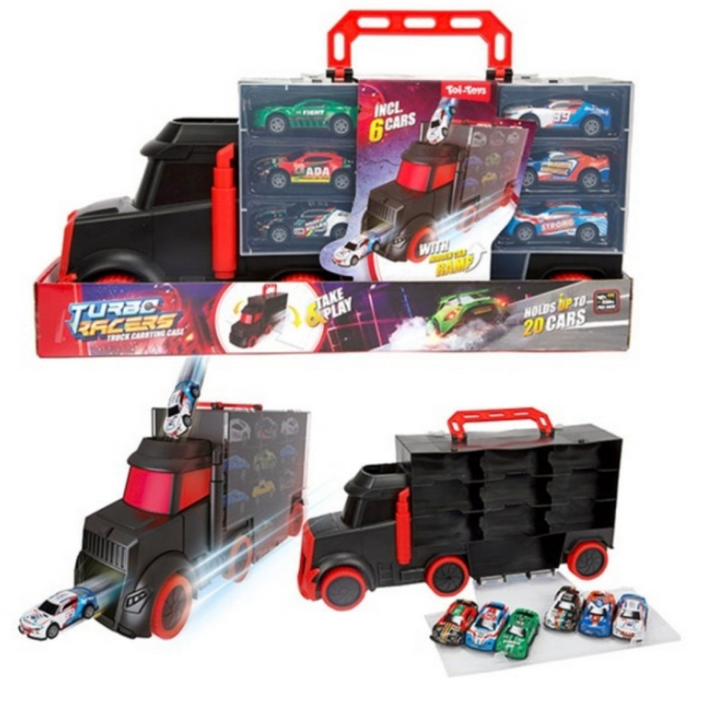 Toi-Toys - Turbo Racers - Vrachtwagen met 6 pull-back raceauto's