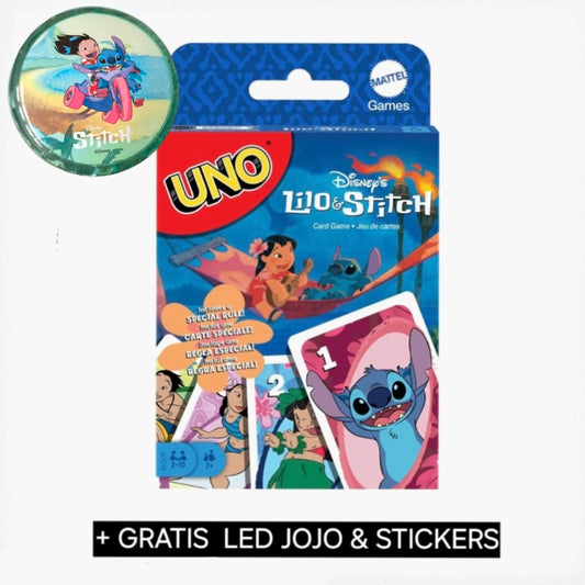 Mattel: Lilo & Stitch UNO -  Kaartspel + JOJO verlichting + stickers