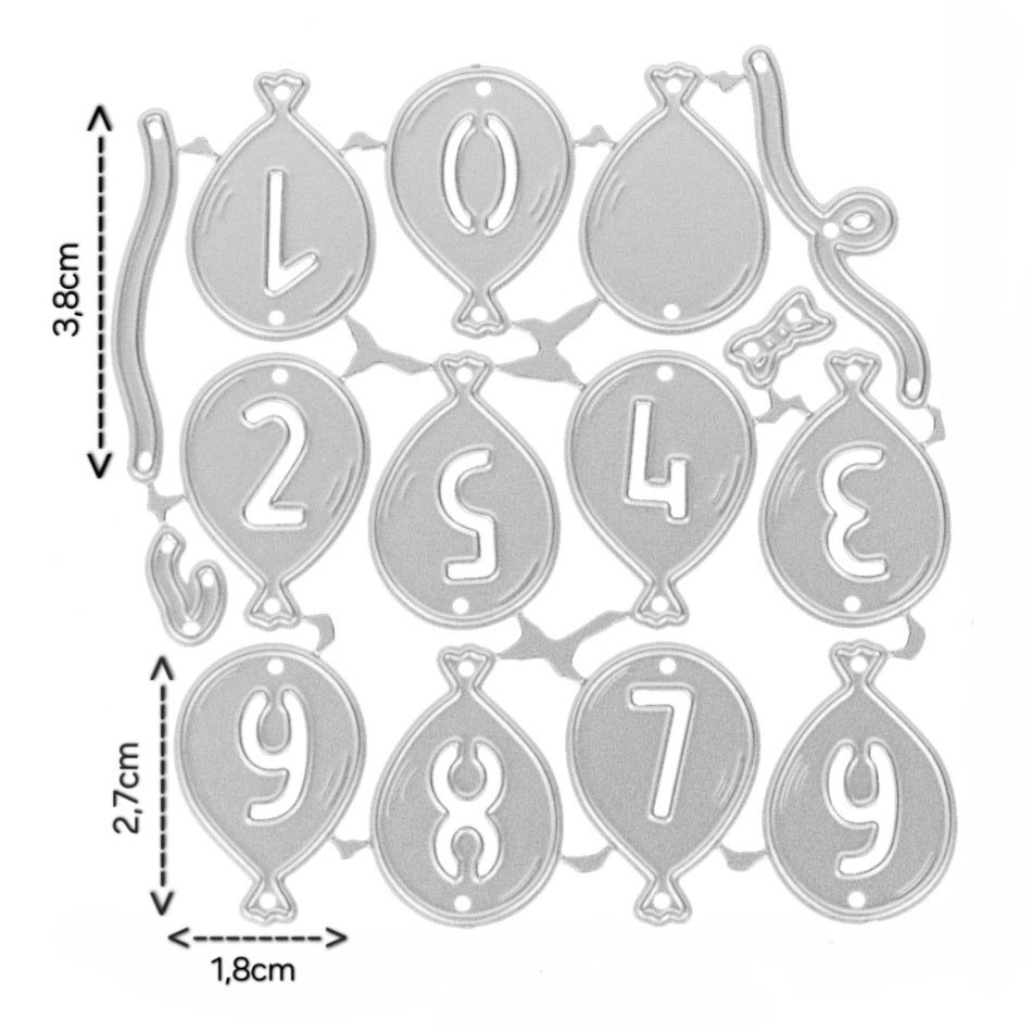 Stansmes ballonnen met cijfers