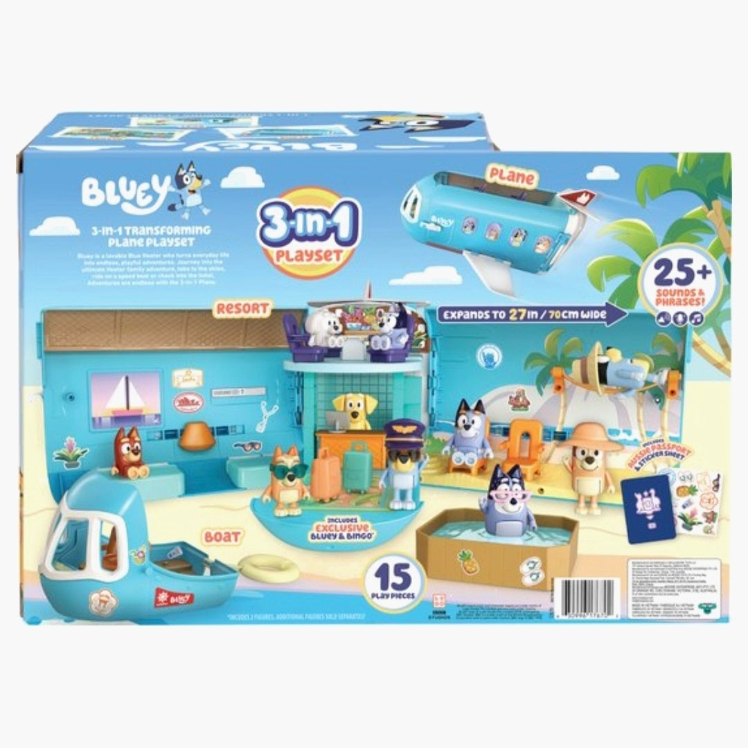 Bluey: 3in1 Transformerend Vliegtuig Speelset