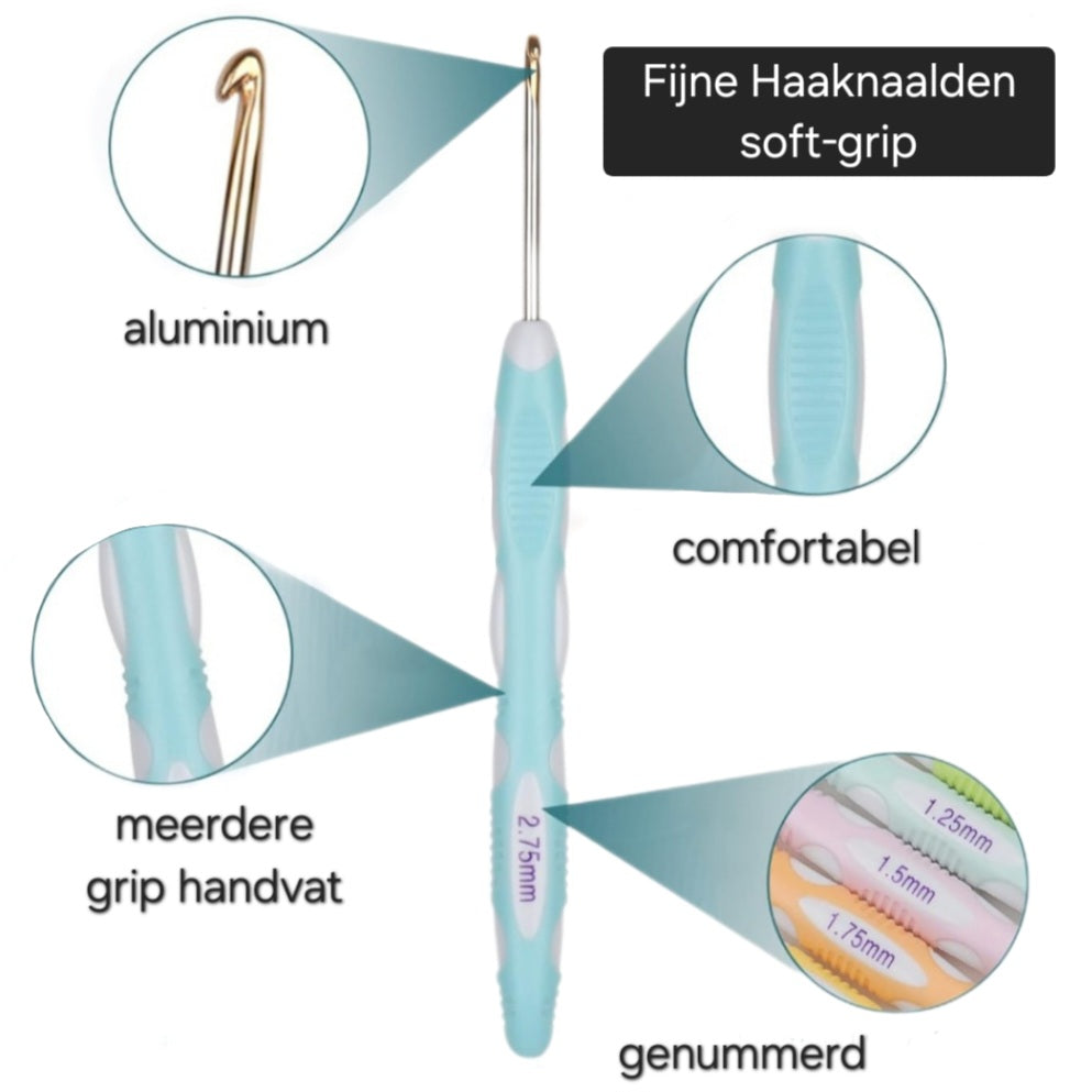 9 delig Fijne Haaknaalden set
