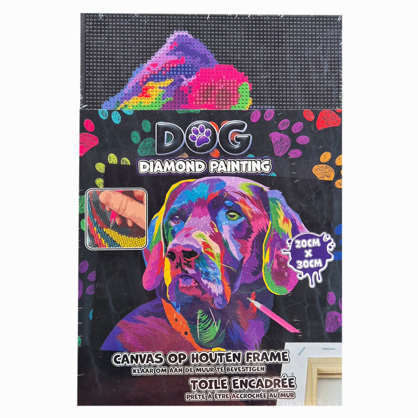 Diamond Painting: Canvas Hond - 20x30 - Ronde steentjes