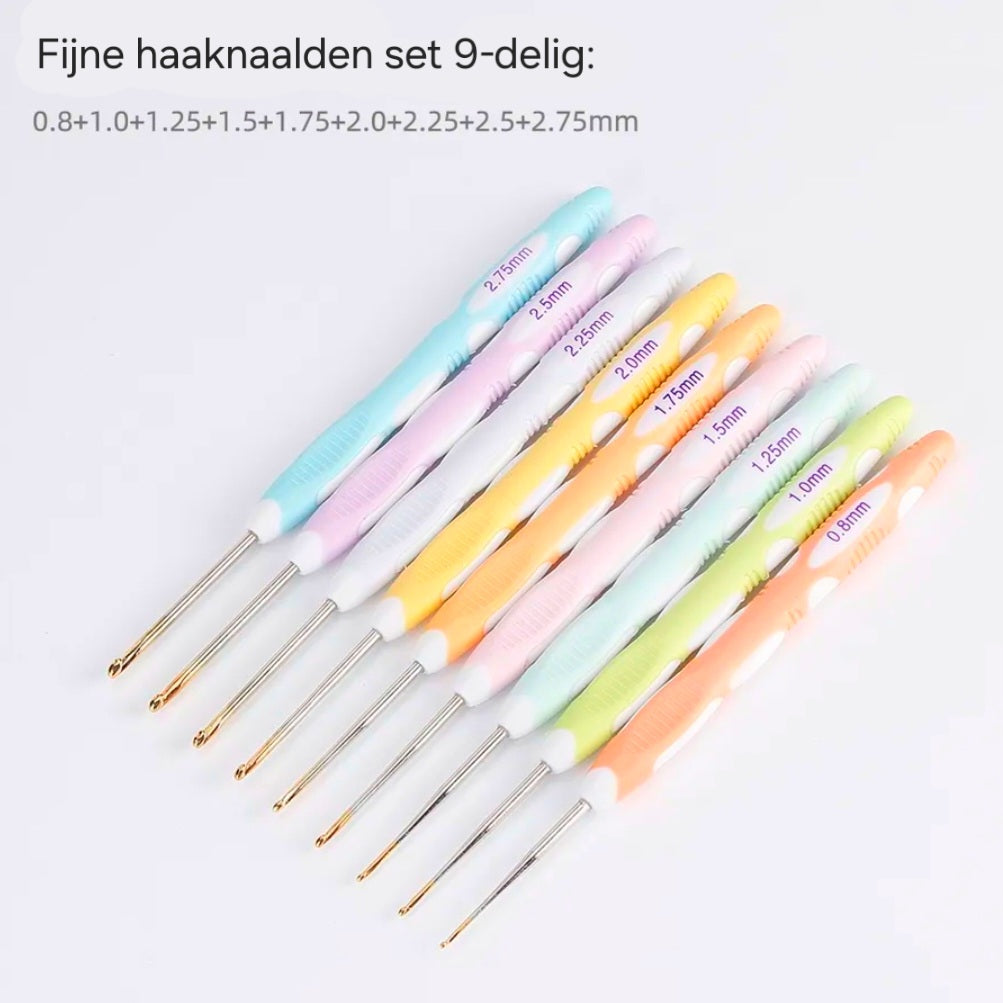 9 delig Fijne Haaknaalden set