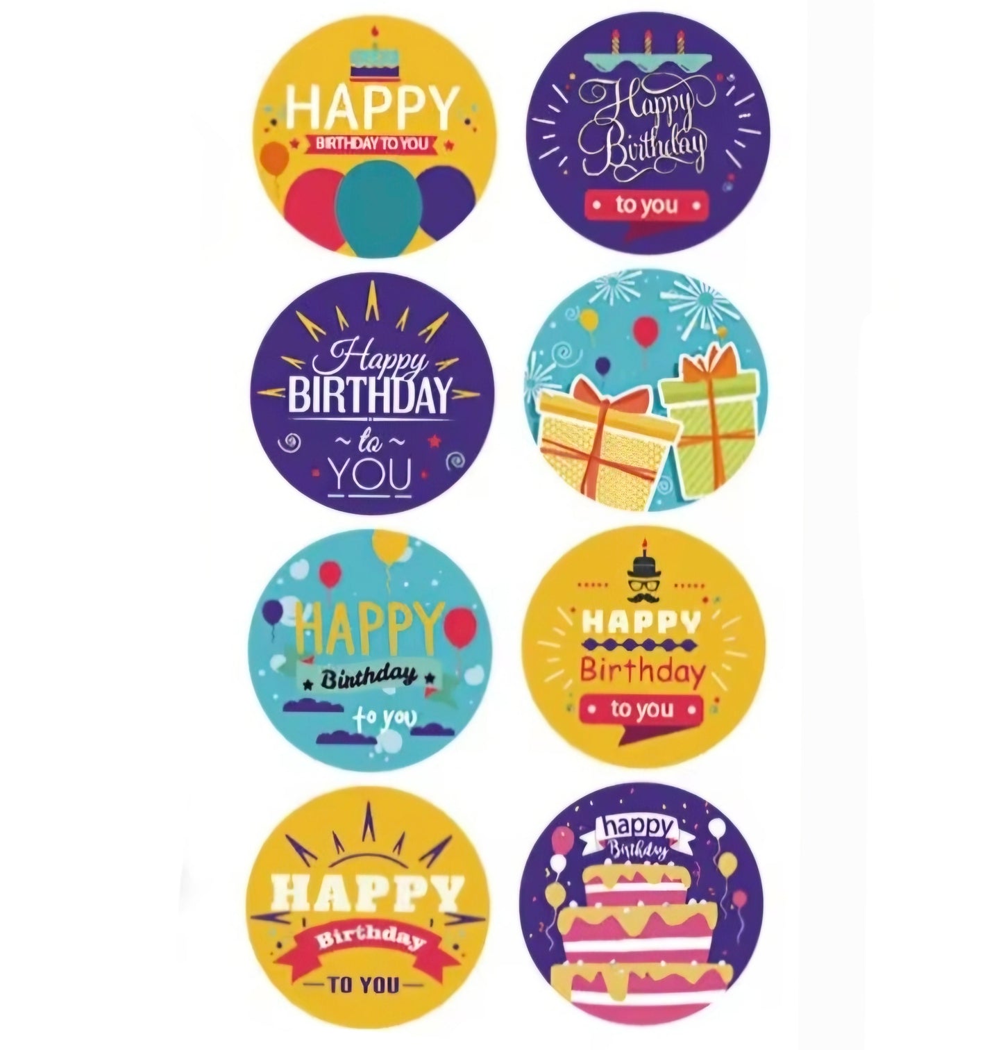 50 Happy Birthday stickers - Diverse soorten