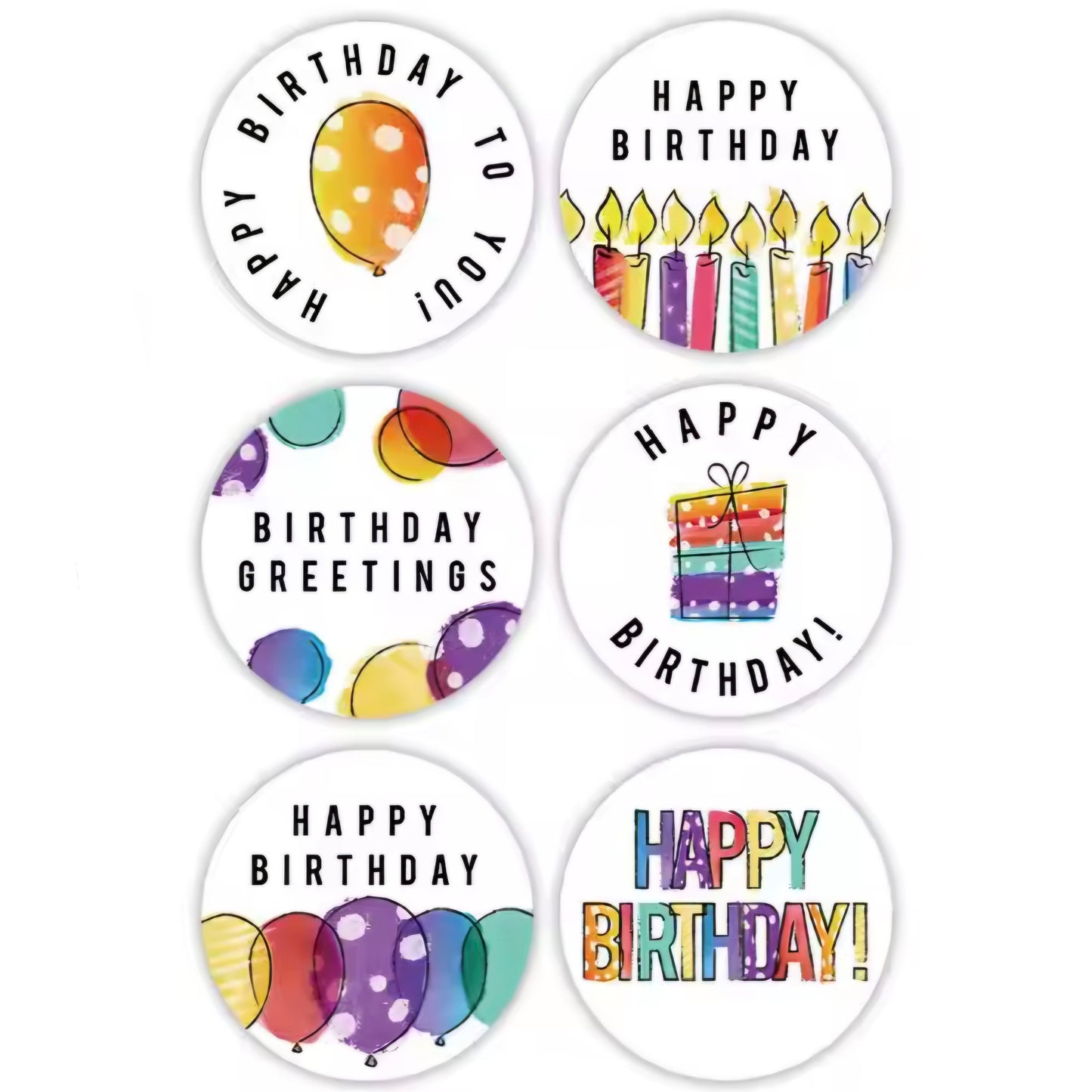 50 Happy Birthday stickers - Diverse soorten
