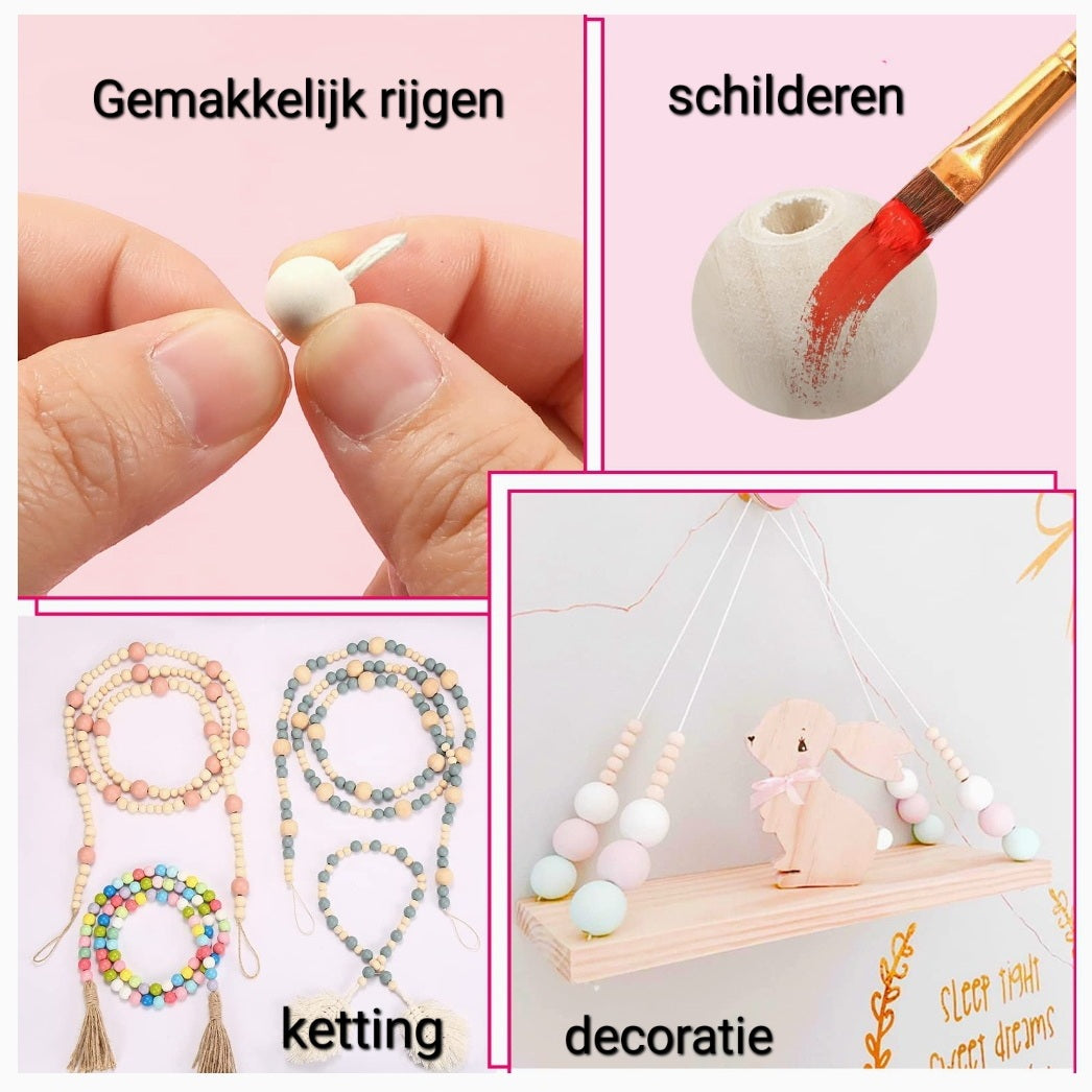 14mm Houten kralen (10 stuks)