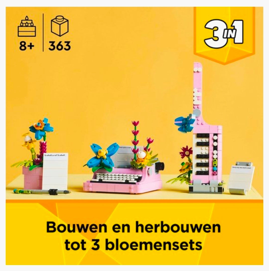 LEGO 31169: Creator 3in1 - Typemachine met bloemen