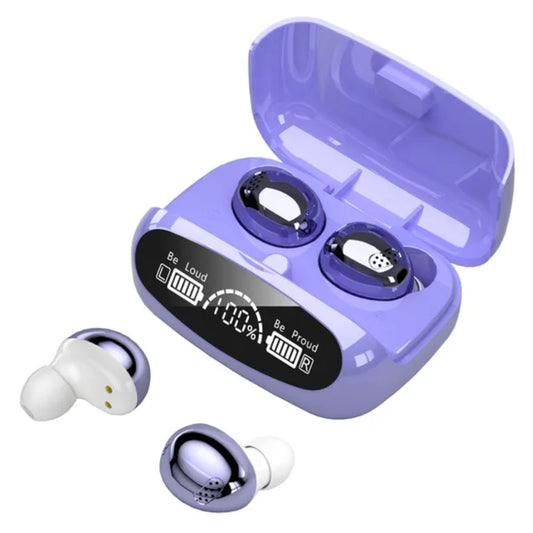 Draadloze Oordopjes met LCD Scherm (Paars)