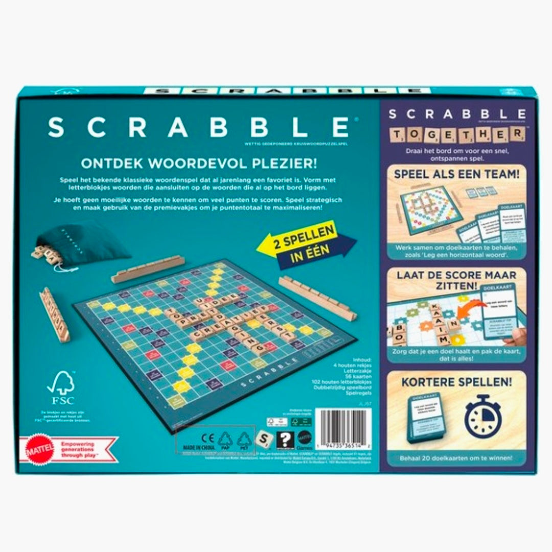 Mattel: Scrabble 2 in 1 - Met Houten Blokjes (NL)