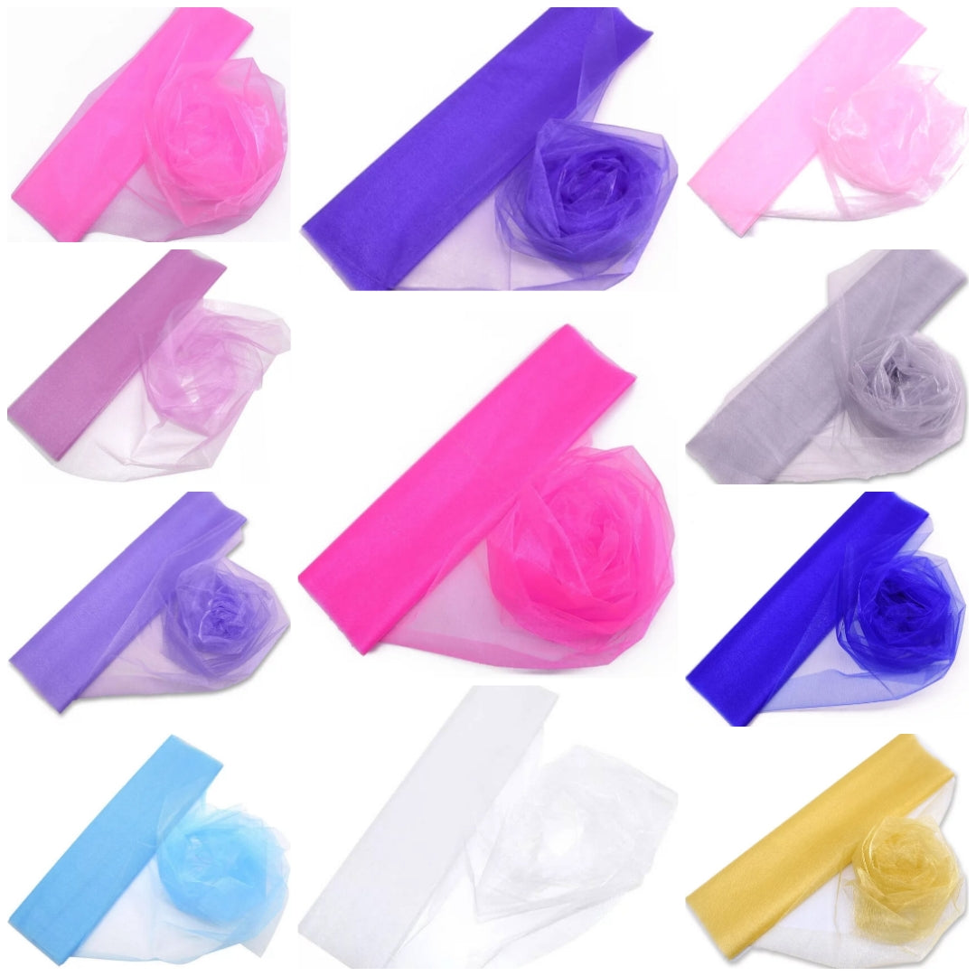 0,5 x 10m Organza  - diverse kleuren OP=OP