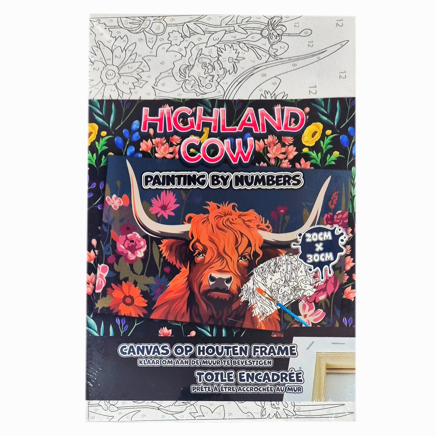 Canvas Schilder op nummer: Highland Cow - 20x30