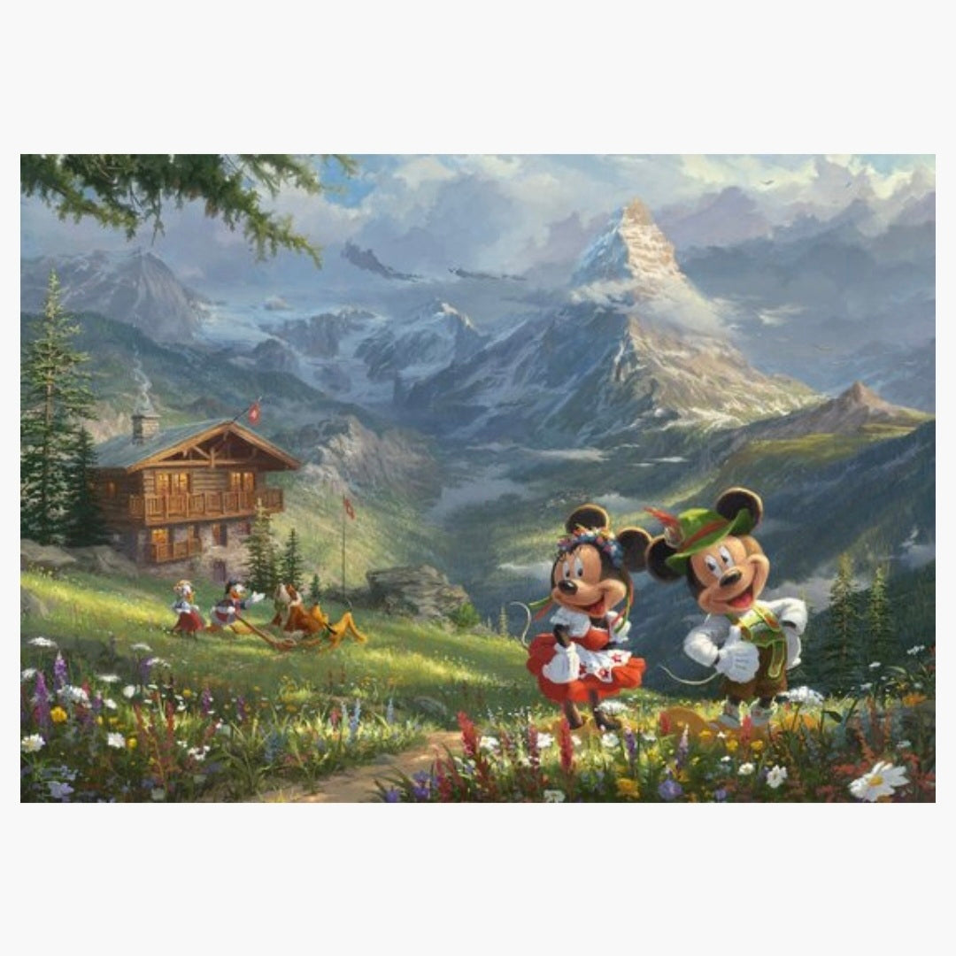 Thomas Kinkade: Disney Mickey & Minnie in de Alpen - 1000
