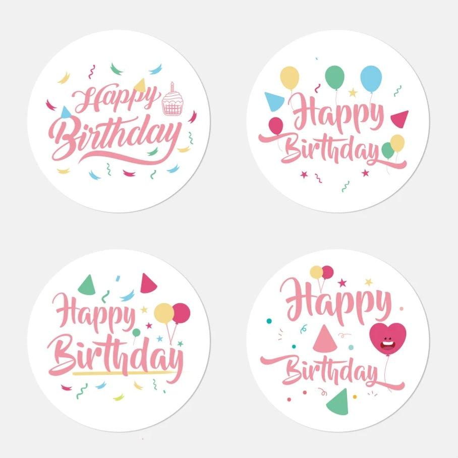 50 Happy Birthday stickers - Diverse soorten