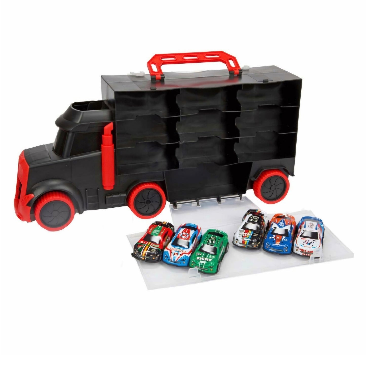 Toi-Toys - Turbo Racers - Vrachtwagen met 6 pull-back raceauto's