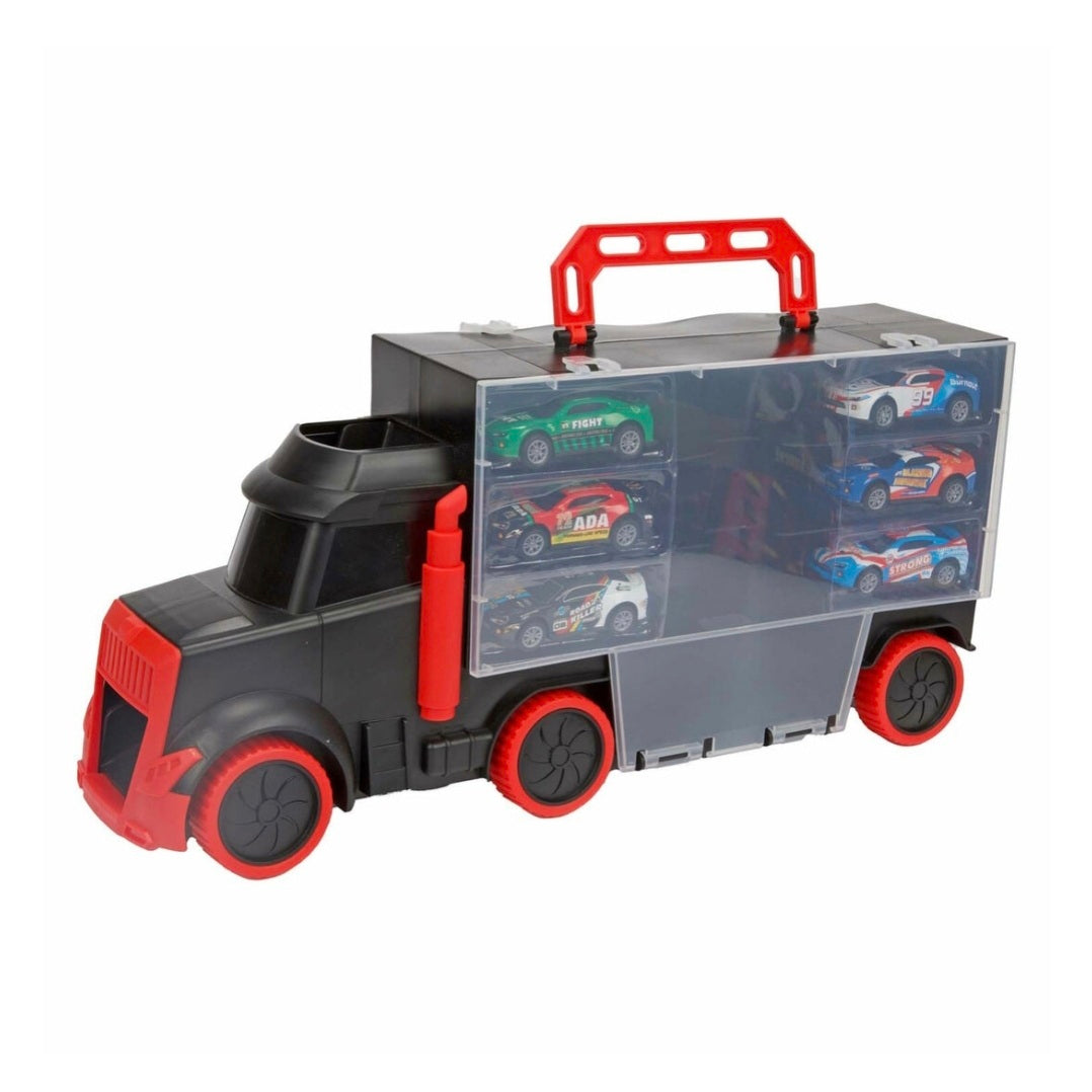 Toi-Toys - Turbo Racers - Vrachtwagen met 6 pull-back raceauto's