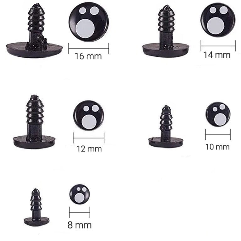 Veiligheidsoogjes zwart wit - diverse afmetingen