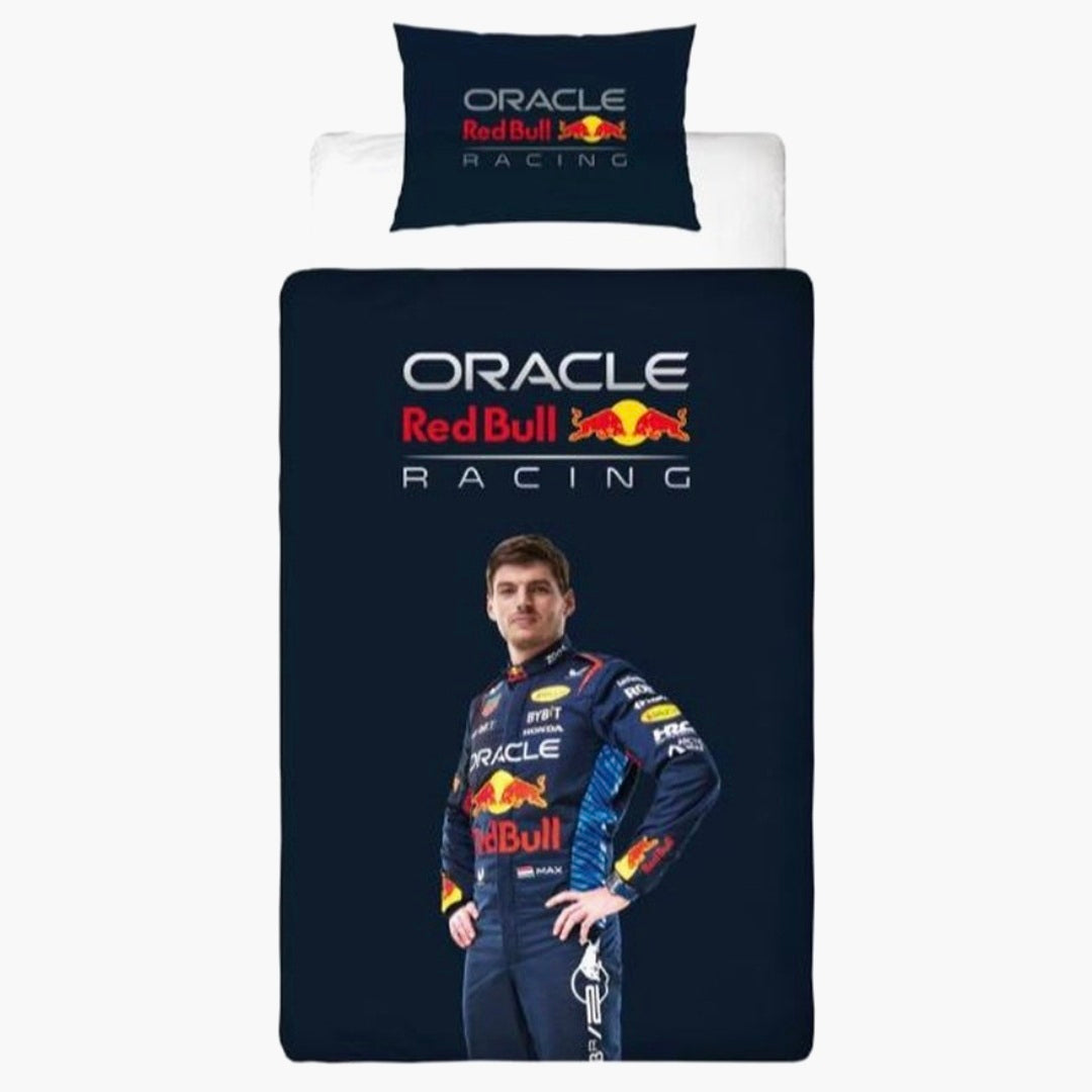 Max Verstappen - Dekbedovertrek - Oracle Red Bull racing - 1 persoons (dubbelzijdig)