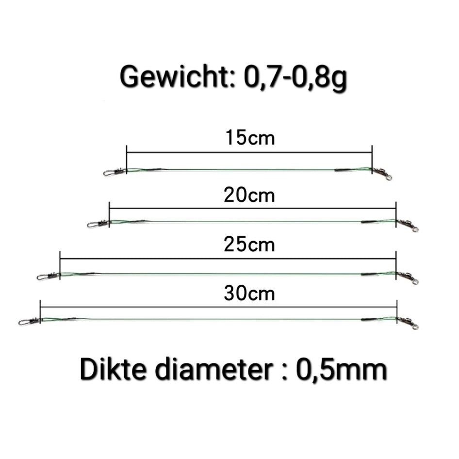 Stalen onderlijnen 4-delig