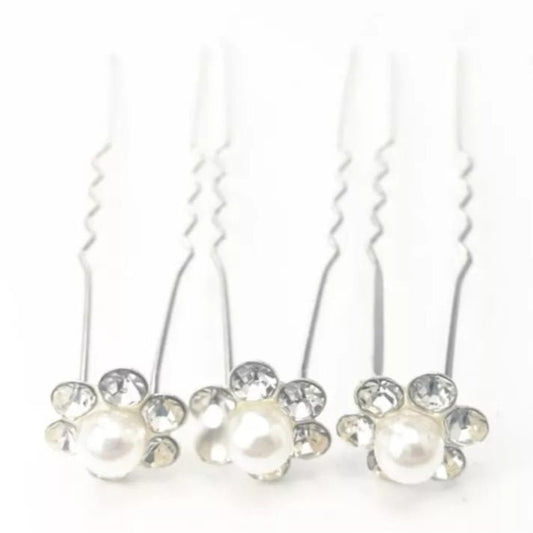 Haarpins ▪︎ bloem-parel ▪︎ 5 stuks - Multiplaza