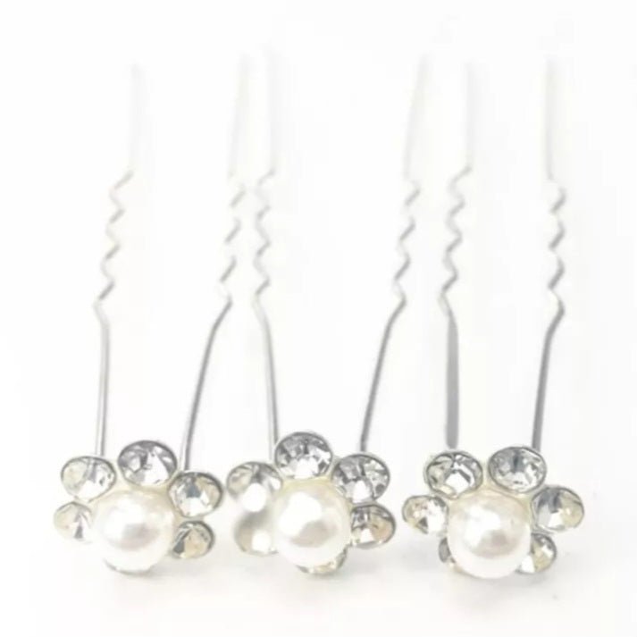 Haarpins ▪︎ bloem-parel ▪︎ 5 stuks - Multiplaza