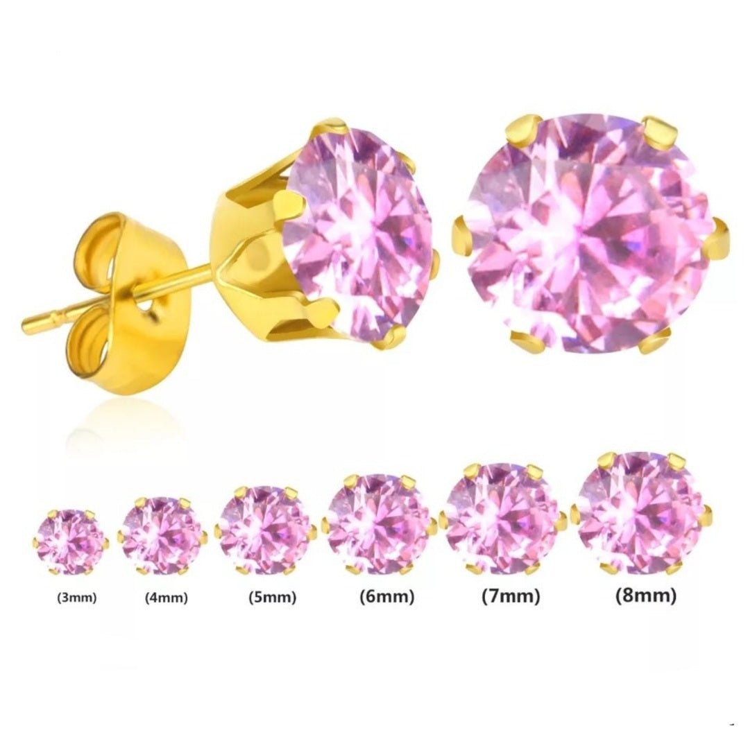 Luxe doosje ▪︎ oorbellen ▪︎ 6- delig ▪︎ strass ROZE - Multiplaza